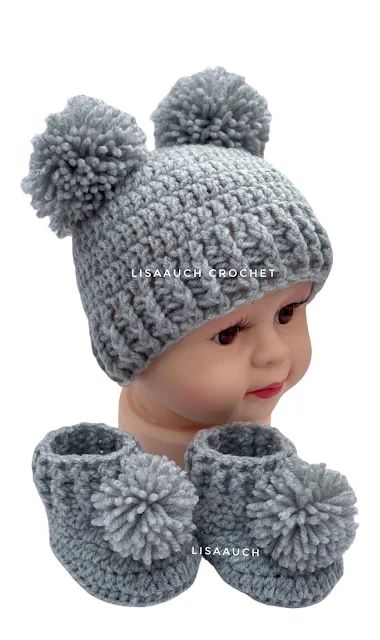 Easy Baby Crochet Hat and BOOTIES FREE pattern Free Crochet Baby Hat, Crochet Baby Hat Pattern, Easy Crochet Baby Hat, Crochet Baby Hats Free Pattern, Baby Hat Crochet, Crochet Baby Cap, Baby Hat Free Pattern, Baby Hat Pattern, Crochet Newsboy Hat