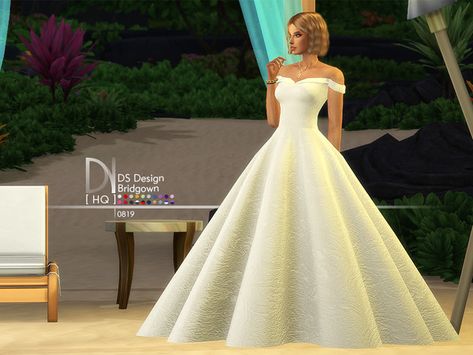 sims 4 cc // custom content clothing // DarkNighTt's DS Design Bridgown Sims 4 Wedding Dress, Mods Sims 4, Lotes The Sims 4, Sims 4 Cas Mods, Sims Clothes, Cc Clothes, Pelo Sims, Sims 4 Dresses, Look Formal