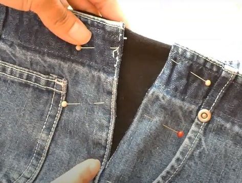 Jeans Bigger Waist How To Make, How To Make Waistband Bigger On Jeans, Expand Jeans Waistband, Jeans Too Small In Waist, Expanding Jeans Waistband, How To Let Out Pants Waist, Enlarge Jeans Waist, Expand Waist On Jeans, Make Waist Bigger On Jeans