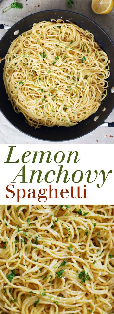 Anchovy Pasta, Anchovy Recipes, Vegetarian Pasta Recipes, Yummy Pasta Recipes, Vegetarian Pasta, Pasta Sauces, Recipes Pasta, Spaghetti Recipes, Easy Pasta Recipes