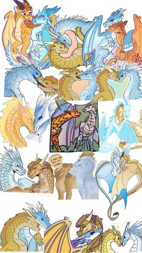 omg qibli and winter are gay together���😱some foto's are leting se ther gay together Qibli X Winter, Wings Of Fire Qibli, Wings Of Fire, Comics