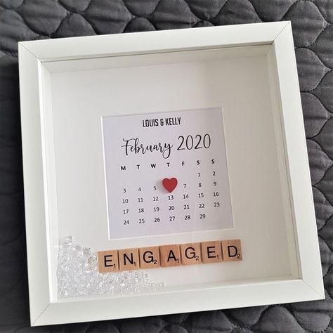 Engagement Frame, Craft Frames, Calendar Frame, Scrabble Letter Crafts, Gift Frames, Scrabble Tile Crafts, Scrabble Crafts, Box Pictures, Photo Gifts Diy