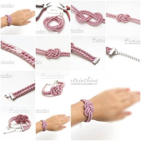 How to Make Bracelet with a Knot of Silk Cord Cord Bracelet Diy, Silk Cord Bracelet, Bracelet Knot, Knot Rope, Make Bracelet, Diy Leather Bracelet, Knots Diy, Diy Bracelets Easy, Silk Cord