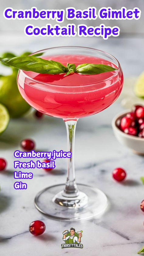 "Discover the perfect summer refreshment with our Cranberry Basil Gimlet 
Cocktail Recipe! This vibrant Basil Vodka Cocktail combines the tartness of 
cranberries with the aromatic essence of fresh basil for a delightful twist 
on traditional Vodka Cocktails. Ideal for warm evenings, this Basil Gimlet 
is a must-try for cocktail enthusiasts. Explore more refreshing Vodka 
Cocktails and impress your guests with this easy-to-make Vodka Gimlet. 
Cheers to summer with this exquisite Basil Cocktail!" Cocktail With Basil, Basil Cocktail Recipes, Basil Vodka Cocktail, Gin Gimlet Recipe, Basil Gimlet, Gin Gimlet, Basil Cocktail, Vodka Gimlet, Easy Gin Cocktails