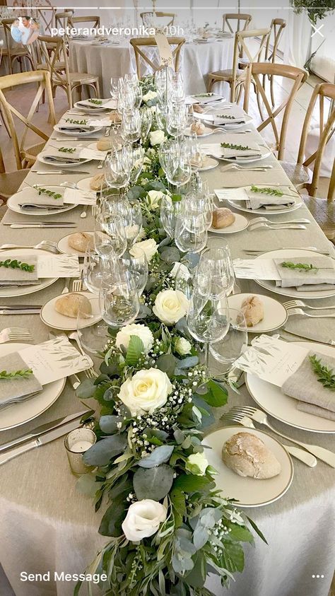 Table Runner Greenery, Centerpieces Greenery, Greenery Centerpieces, Wedding Table Runner, Greenery Centerpiece, Dusty Miller, Table Runners Wedding, Wedding Table Decorations, Oval Table