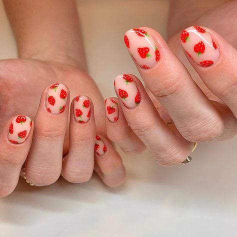 Megan | Luminary + Nail Art on Instagram: “obsessed with these little strawberries 🍓 🥹 All Luxa colors: Mai Tai, Velvet Forrest, and Whiteout Get 10% off @luxapolish when you use my…” Love My Body, Mai Tai, Mani Pedi, Short Nails, Pretty Nails, Nail Inspo, Strawberries, How To Look Better, Manicure