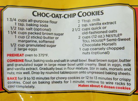 Oatmeal Chocolate Chip Cookies – Eats + Explorations Nestle Chocolate Chip Cookie Recipe, Nestle Chocolate Chip Cookies, Tollhouse Cookie Recipe, Baking Brownies, Oatmeal Chocolate Chip Cookie, Tollhouse Chocolate Chip Cookies, Oatmeal Chocolate Chip Cookie Recipe, Tollhouse Cookies, Nestle Chocolate