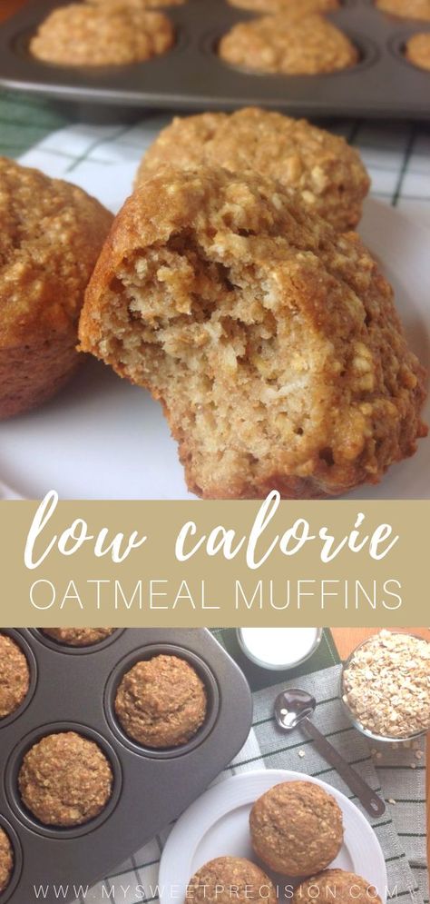 These low calorie muffins are made with applesauce and oatmeal. Each muffin is only 113 calories! Perfect for any meal plan! #healthyrecipes #muffins #mysweetprecision Filling Low Calorie Meals, Oatmeal Applesauce Muffins, Low Calorie Oatmeal, Low Calorie Muffins, Low Calorie Recipes Easy, Low Calorie Baking, Low Calorie Vegan, Applesauce Muffins, Low Calorie Breakfast