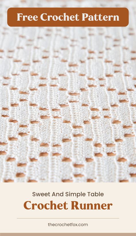 Simple stitches and a soothing repetition create a classic lacy centerpiece for a special wedding table. This stunning table runner will fit so many styles of décor.| More free crochet patterns at thecrochetfox.com Lacy Crochet Table Runner Free Pattern, Crochet Table Runner Pattern Modern, Rectangular Doily Crochet Pattern, Free Crochet Table Runner Patterns Easy, Crochet Thread Table Runner Free Pattern, Filet Crochet Table Runner Patterns Free, Crochet Table Cloths Free Patterns, Square Doily Patterns Free, Crochet Table Runner Pattern Diagram