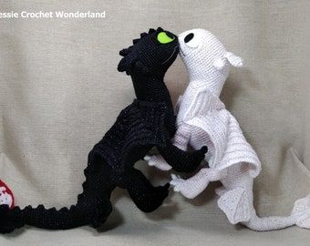 Toothless Love: Crochet Pattern, Light & Night Fury Toothless Pattern, Crochet Toothless, Crochet Dragons, Toothless Dragon, Confection Au Crochet, Light Fury, Crochet Dinosaur, Crochet Dragon, Toys Crochet