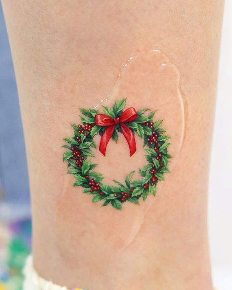 Tattoo • Instagram Small Poinsettia Tattoo, Poinsetta Tattoo Design, Grinch Tattoo, Christmas Tattoo Ideas, Holly Tattoo, Christmas Tattoos, Christmas Tattoo, Tattoo Instagram, Bow Tattoo