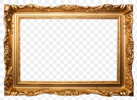 Golden Frame Aesthetic, Png Architecture, Golden Frame Png, Gold Architecture, Gold Frame Png, Free Picture Frames, Collage Supplies, Royal Frame, Laptop Background