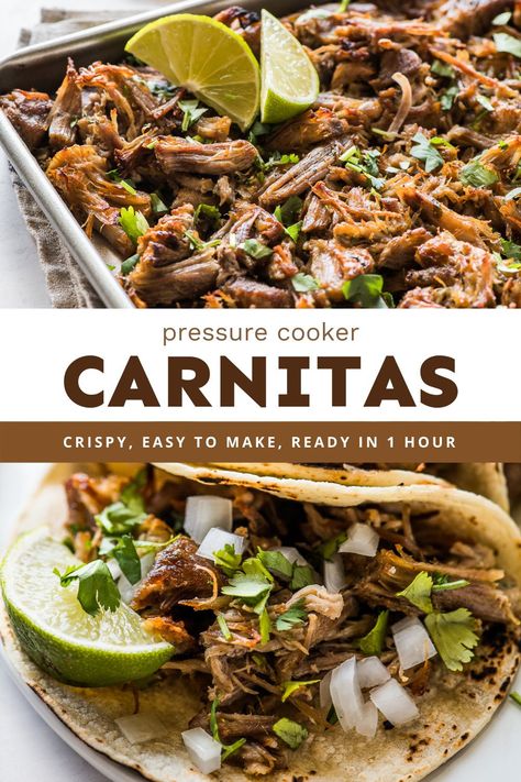 Pressure Cooker Tacos, Carnitas Pressure Cooker, Carnitas Instant Pot, Pressure Cooker Carnitas, Carnitas Crockpot, Pork Sirloin Roast, Isabel Eats, Crockpot Ideas, Carnitas Recipe