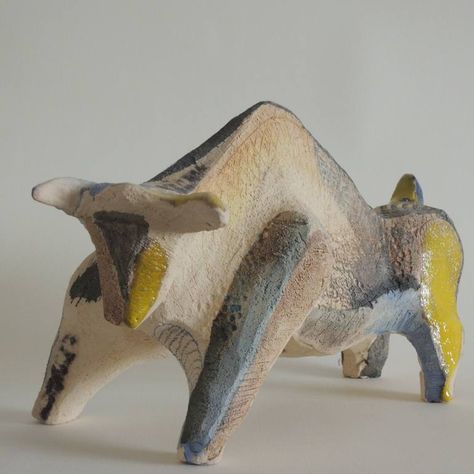 Original fine art sculpture by Mira Kosta (Bulgaria). This one-of-a-kind ceramic on ceramic sculpture measures 13W x 5.1 H inches, and is framed. The animal sculpture ships in a box directly from the artist's studio and is covered by the 14-day satisfaction guarantee from Saatchi Art, so you can buy with confidence. Abstract Animal Sculpture, Abstract Ceramic Sculpture, Animal Ceramics, Abstract Pottery, Bull Animal, Cubist Sculpture, Animal Pottery, Bull Sculpture, Sculpture Ceramic