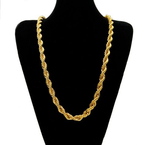 >> Click to Buy << Hip Hop Thick Rope Chain  Yellow Gold Filled Womens Mens Necklace Knot Chain 24 Inches #Affiliate Gold Rope Chains, Traje Casual, Estilo Hip Hop, Hip Hop Jewelry, Men's Necklace, Simple Necklace, Gold Plated Necklace, Chains For Men, Rope Chain