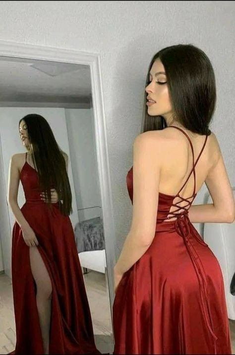 Red Long Prom Dress, Formal Dress Shops, Full Length Gowns, Red Prom, Gown Prom, Dresses Blue, Satin Gown, Dress Prom, Hoco Dresses