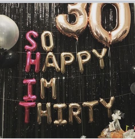 30th Birthday Decor, Dirty 30 Birthday Party, 30th Birthday Party Themes, Ballon Banner, 30th Birthday Ideas For Women, 30th Bday Party, 30th Birthday Themes, 30th Birthday Bash, Rose Gold Party Decor