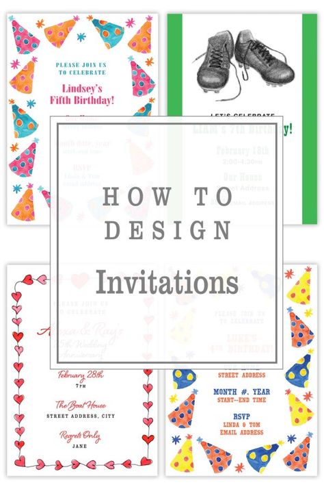 How to Design an Invitation | Create your own DIY Invites by Eileen McKenna Invitation Design Inspiration, How To Make Invitations, Invitations Diy, Watercolor Painting Techniques, Create Invitations, Family Crafts, Craft Night, Backyard Bbq, Valentine's Day Diy