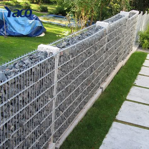 Source 4mm 5mm 6mm wire thickness galfan steel wire welded gabion cage gabion wall on m.alibaba.com Gabion Wall Design, Rock Fence, Gabion Stone, Gabion Cages, Gabion Retaining Wall, Gabion Fence, Stone Fence, Gabion Baskets, Wire Mesh Fence