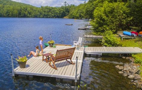 Floating Docks by The Dock Doctors — The Dock Doctors Lake House Dock, Dock Ideas, Lake Landscaping, Lakefront Living, Lake Dock, How Design, Lakeside Living, Floating Dock, Cottage Life