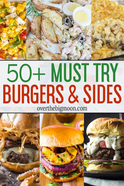 Hamburger Night Ideas, Different Hamburger Recipes, Burgers And Sides Ideas, Different Hamburger Ideas, What To Eat With Hamburgers, Good Sides With Burgers, Yummy Burger Recipes, Best Sides For Hamburgers, Burgers Sides Dishes