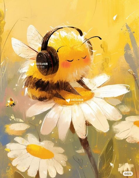 Cute Bee Illustration, Bumble Bee Wallpaper, Bumblebee Illustration, Bee Watercolor, Cute Bees, Honey Art, Bumble Bee Art, Bee Artwork, Bee Illustration