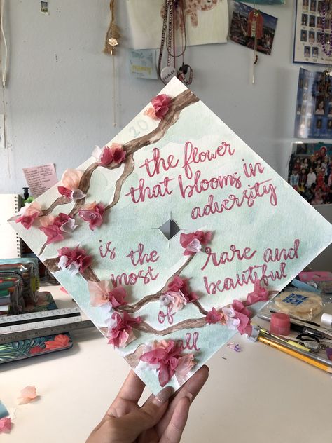 Mulan Graduation Cap Ideas, Graduation Cap Designs Mulan, Vietnamese Graduation Cap, Chinese Graduation Cap, Cherry Blossom Graduation Cap, Graduation Cap Designs Filipino, College Graduation Cap Ideas Social Work, Mulan Grad Cap, College Cap Ideas