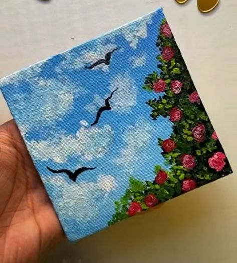 Book Painting Aesthetic, Tiny Canvas Painting Ideas Easy, Tiny Paintings Simple, Minimal Art Design, Boho Art Painting, Canvas Art Painting Acrylic, Sky Art Painting, Boho Art Drawings, Small Canvas Paintings