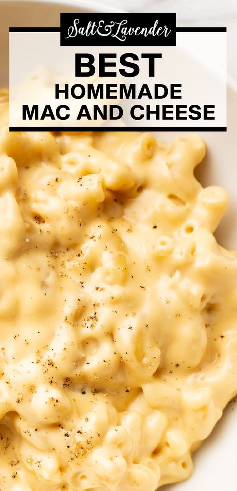 closeup of creamy pasta in a bowl with text overlay that reads best homemade mac and cheese Mack And Cheese Recipe, Stovetop Mac And Cheese Recipe, Fried Mushroom Recipes, Salt And Lavender, Best Mac N Cheese Recipe, Stovetop Mac And Cheese, Meal Planning Menus, Macaroni Cheese Recipes, Easy Macaroni