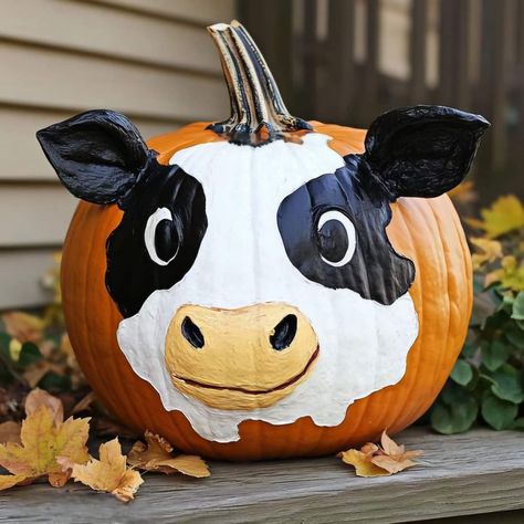 Christina Rose do this to Your punkin Chicken Pumpkin Painting, Cow Pumpkin Painting, Pumpkins Decorated, Cow Pumpkin, Chicken Pumpkin, Pumpkin Painting, Painted Pumpkins, Pumpkin Decorating, Ducks