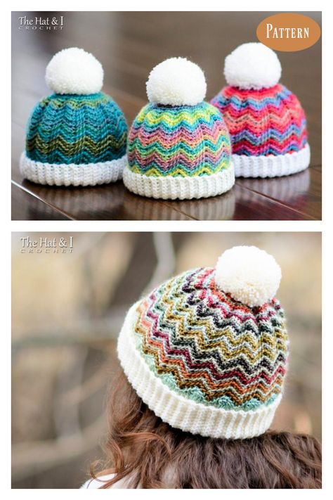 Chevron Hat Crochet Pattern Crochet Chevron Hat, Chevron Hat, Crochet Adult Hat, Crochet Hat For Beginners, Beanie Hat Pattern, Chevron Crochet, Crochet Hat Free, Crochet Knit Hat, Bonnet Crochet