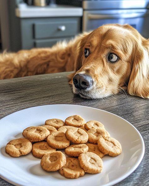 Honey & Peanut Butter Dog Cookies - MmmRecipes : Easy and Delicious Recipes Dog Cookies Recipe Peanut Butter, Dog Cookies Recipe, Honey Peanut Butter, Dog Cookie Recipes, Dog Treats Homemade Recipes, Peanut Butter Honey, Peanut Butter Cookie Recipe, Dog Cookies, Homemade Snacks