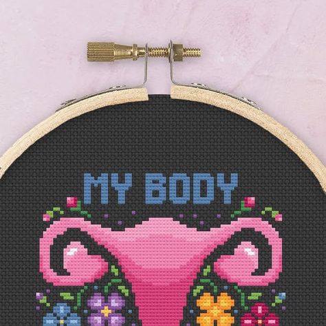 Zahra Design Studio on Instagram: "My body, my choice! Feminist pattern. Cross stitch. #xstitch #crossstitch #crosstiching #embroidery #feminist #feminist #womenrights #womensrights #girlpower #abortionrights #girls #women https://www.etsy.com/it/listing/1477502770/my-body-my-choice-feminist-cross-stitch" Pattern Cross Stitch, Women’s Rights, Womens Rights, Girl Power, Design Studio, Cross Stitch, Embroidery, Pattern, On Instagram