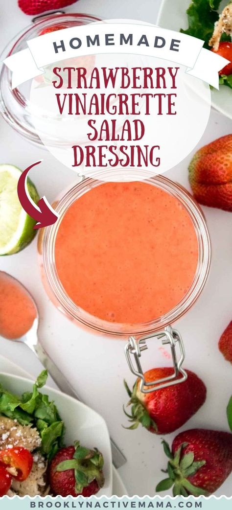 Strawberry Vinegrette Salad Dressing, Fruit Salad Vinaigrette, Strawberry Salad Dressing Homemade, Vinegarette Salad Dressing Recipes, Easy Strawberry Vinaigrette, Sweet Vinegarette Dressing Recipe, Salad Dressing For Strawberry Salad, Homemade Strawberry Vinaigrette Dressing, Clear Salad Dressing