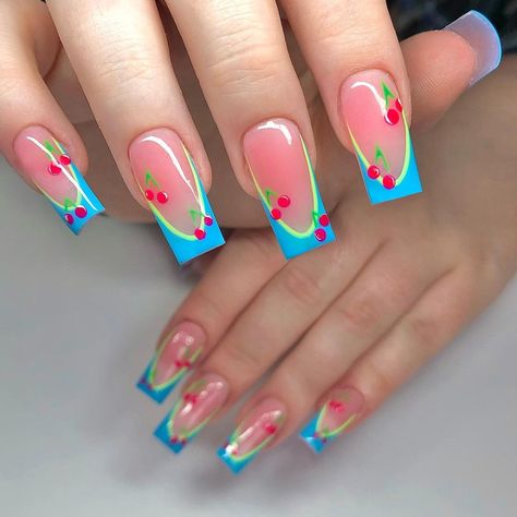 Summa Nails, Wave Nails, Nails Holiday, Nail Board, Cherry Nails, Edgy Nails, Summery Nails, Her Nails, Casual Nails