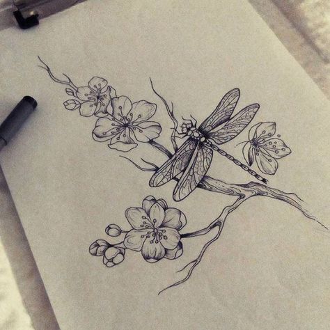 Flowers Tattoos, Dragonfly Drawing, Dragonfly Tattoo Design, Insect Tattoo, Floral Tattoo Sleeve, Geniale Tattoos, Tattoo Graphic, Dragonfly Tattoo, Dragonfly Art