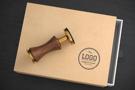 Rubber stamp logo mockup | Free Psd #Freepik #freepsd Logo Mockup Design, Free Logo Mockup, Paper Logo, Stamp Logo, Free Psd Files, Wooden Stamps, Logo Restaurant, Logo Mockup, Silver Logo