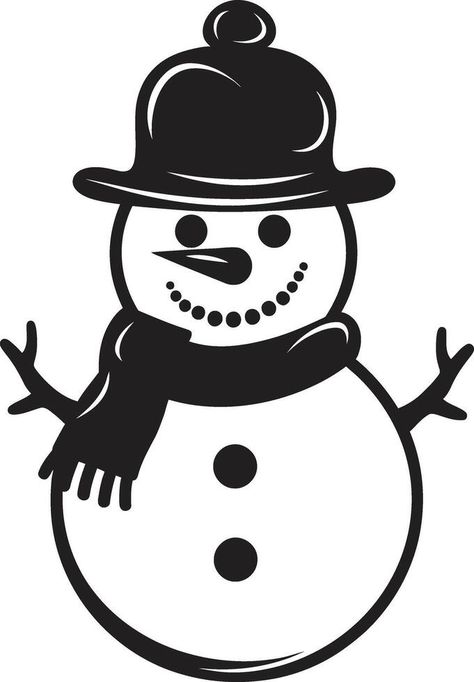 Charming Snowman Wonder Black Adorable Snowy Whimsy Cute Snowman Vector, Man Clipart, Snowman Clipart, Cute Cute, Clipart Black And White, Snow Man, Winter Theme, Christmas Snowman, Holiday Cards