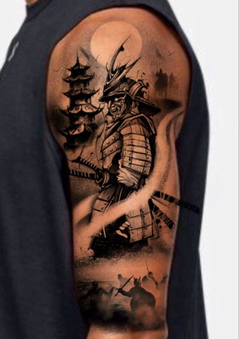 Half Sleeve Samurai Tattoo For Men, Men’s Samurai Tattoo, Samari Tattoos Men, Traditional Japanese Samurai Tattoo Sleeve, Japanese Worrier Tattoo Design, Samurai Bicep Tattoo, Samurai Tattoo Design Warriors, Japanese Warrior Tattoo Sleeve, Samauri Tattoos