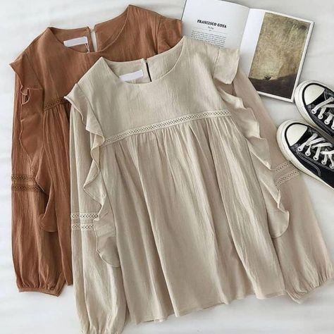 Blouse Korea, Blouse Korean Style, Korean Blouse, Korea Dress, Modest Casual Outfits, Outfit Korean Style, Blouse Casual Fashion, Modesty Outfits, Kids Dress Wear