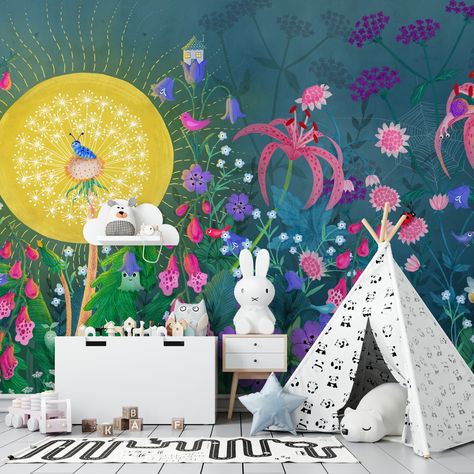 So happy to see these mesmerizing and colorful wall murals by Illustrator @maria_trolle go live on wallism.com! This is indeed something extra... the details, the colors, the richness! Go check them out! #homedecoration #wallpaper #wallmurals #interiordesign #kidswallpaper #kidsroom #kidsroominspo Playful Garden, Floral Map, Garden Mural, Murals For Kids, Feature Wallpaper, Mural Design, Popular Wallpaper, Magical Forest, Kids Wallpaper