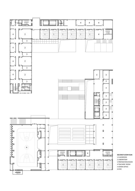 Gallery of School with an Open Space / Beijing Institute of Architectural Design 6th Division - 31 School Building Plans, School Floor Plan, School Building Design, University Architecture, Basement Floor Plans, Architecture Panel, School Plan, Architecture Board, Education Architecture