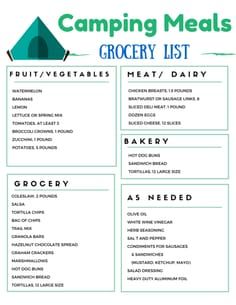 Camping Grocery List, Meal Plan Recipes, Camping Meal Planning, Camping Meal, Camping Bedarf, Camping Diy, Camping List, Easy Camping, Chex Mix