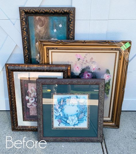 Repurpose Picture Frames, Drawers Repurposed, Thrift Store Art, Thrift Store Decor, Diy Chalk Paint, Amazing Friends, Repurposed Items, Old Frames, Rainy Weather