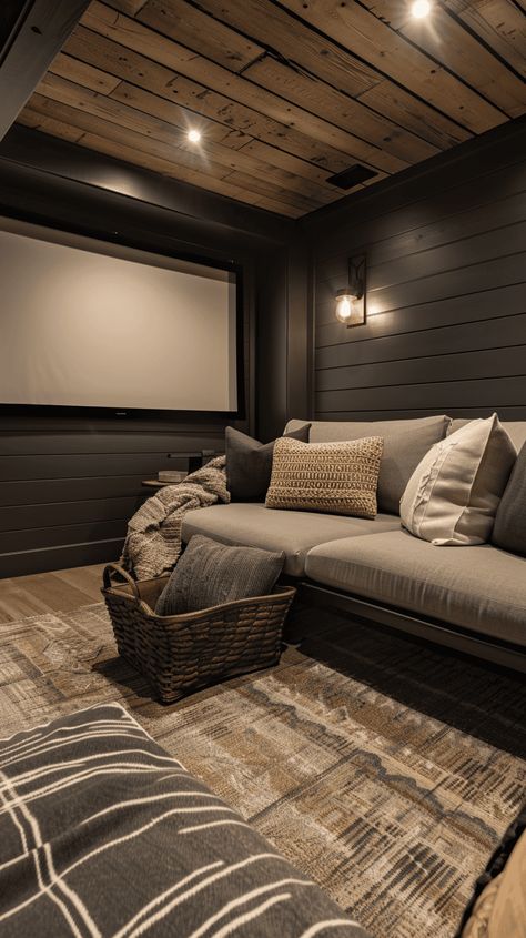 39 Small Theatre Room Ideas And Tips Movie Lounge Ideas, Cozy Home Theater, Small Theater Room Ideas, Small Home Theatre, Small Home Theater Rooms, Small Movie Room, Small Theatre Room, Home Theatre Room Ideas, Small Theater Room