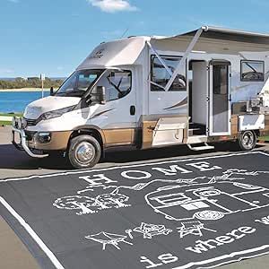 FACOYANS RV Outdoor Rug for Camping, 9x12 Feet RV Reversible Mat Camper Home is Where We Park It Camping Mats, Waterproof Camping Rugs for Outdoor, Patio, RV, Picnic, Beach, Backyard (style1) Outdoor Camping Rugs, Camper Home, Camping Rug, Beach Backyard, Rv Homes, Picnic Beach, Camping Mat, Rv Travel, Camping Accessories