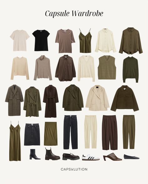 31 versatile pieces, endless outfit combinations 🍂✨ This #autumncapsulewardrobe is designed with rich, earthy tones that perfectly complement the Autumn color type. Each piece effortlessly blends with the others, giving you a wide range of stylish looks for any occasion. Simplify your style and feel confident every day. 🍁 Which piece is your favorite? Let us know in the comments! 💬👇 #CapsuleWardrobe #AutumnStyle #ColorTypeAutumn #MinimalistFashion #effortlesslychic #effortless #effortles... Earth Tone Wardrobe, Earthy Tone Outfits, Fall Capsule Wardrobe, Outfit Combinations, Cool Tones, Earthy Tones, Minimalist Fashion, Capsule Wardrobe, Fall Colors