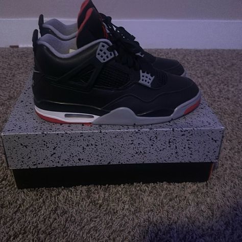 jordan 4’s retro bred reimagined 2019 black and red Jordan 4 Bred, Jordan 4’s, Jordan 4s, Red Shop, Jordan, Black And Red, Red, Closet, Quick Saves