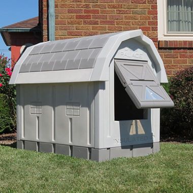 ASL Solutions Deluxe Insulated Dog Palace with Floor Heater, Grey (38.5 Heated Dog House, Dog House Heater, Floor Heater, Plastic Dog House, Insulated Dog House, Build A Dog House, Dog House Bed, Large Dog House, Outdoor Dog House