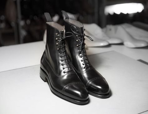 Discover our Cordovan Balmoral boots in Black at Carmina website (link in bio) #balmoral #goodyearwelted #carminashoemaker #menstyle Luxury Men's Calf Leather Lace-up Shoes, Balmoral Boots, Luxury Black Calf Leather Lace-up Boots, Designer Calf Leather Lace-up Derby Shoes, Balenciaga Chevalier Boots, Classy Suits, Ankle Boots Men, Best Shoes For Men, Black Leather Ankle Boots